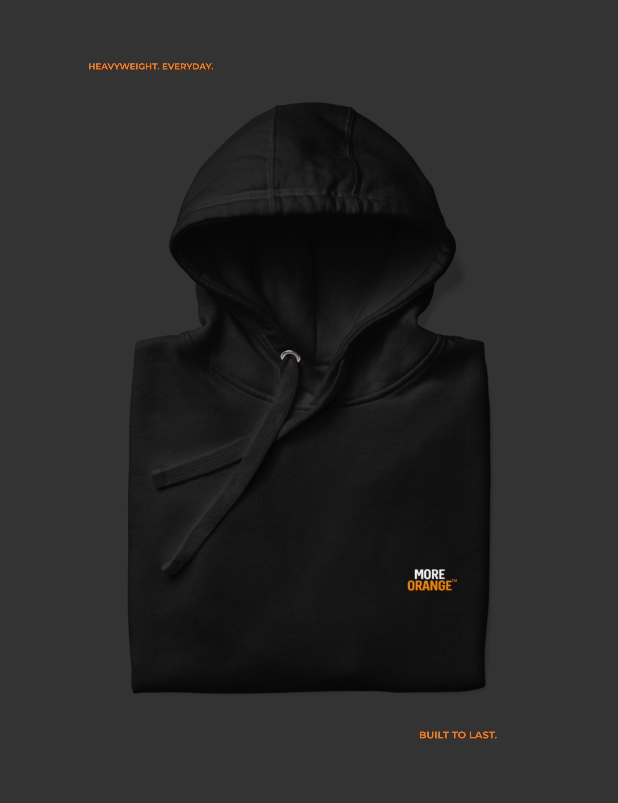 Clean and timeless brand visual representing the conviction of MORE ORANGE™